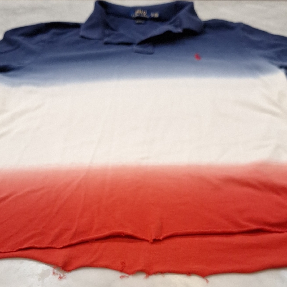 Polo Ralph‎ Lauren Men's Red White Blue Shirt XL Classic Fit AS IS Gradient USA